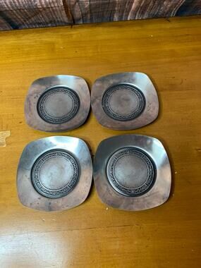 Cordova Coaster Set Vintage Silver Square Set of 4